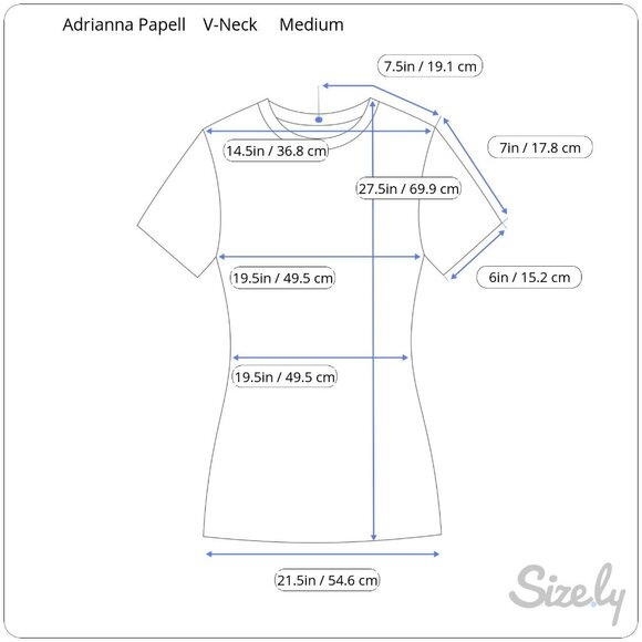 Adrianna Papell Blue V-Neck Short Sleeve T-Shirt Medium NWT - Picture 2 of 4